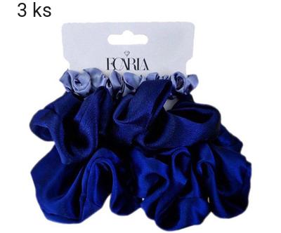 Sada 3 gumiček na vlasy "Mona Navy”, Ø 10 cm