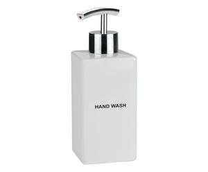 Zásobník na tekuté mýdlo „Hand Wash White”, 6,5 x 6,5 x 17 cm