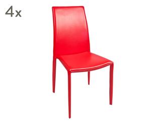 Sada 4 židlí „Dedis Rosso”, 44 x 58 x 97 cm