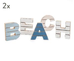 Sada 2 dekorativních nápisů „Beach”, 2 x 41 x 10 cm