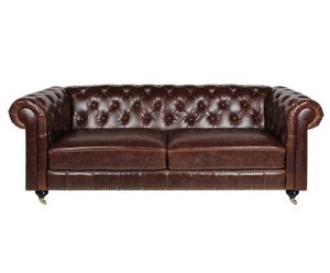 Leder-Dreisitzer-Sofa DAVINA, braun