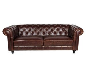 Leder-Dreisitzer-Sofa Charlietown, braun