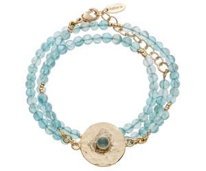 Vergoldetes Wickelarmband Havanna mit Chalzedon-Perlen