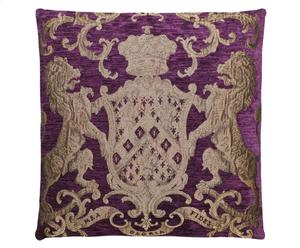Kissen Heraldic, violett/goldfarben, 55 x 55 cm
