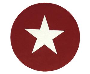 Handgetufteter Teppich Star, rot, Ø 130