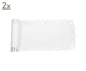 Tischläufer Elle, 2 Stück, <br>148 x 38 cm, weiß