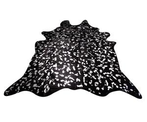 Handgefertigter Lederteppich DIVA, schwarz/silberfarben, ca. 190 x 160 cm