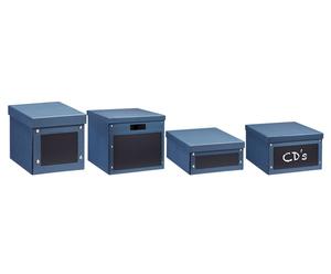 Aufbewahrungsboxen-Set JULIE, 4-tlg., blau/schwarz