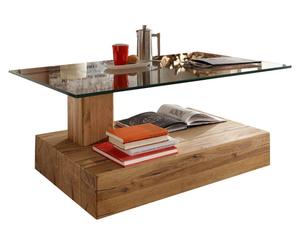 Massivholz-Couchtisch Tomaso mit Glasplatte, B 110 cm