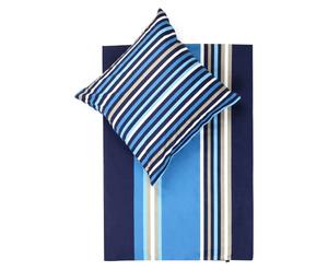 Bettwäsche-Garnitur Austen, 2-tlg., türkis/marineblau/beige, 135 x 200 cm