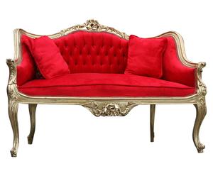 Handgefertigtes Sofa Royal Romance, goldfarben/rot, B 135 cm