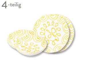 Handgefertigtes Keramik-Tellerset Classic Gelbgeflammt, 4-tlg.