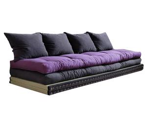Multifunktionales Futon-Sofa Chico, grau/violett