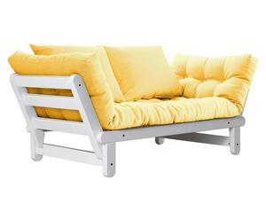 Multifunktionales Futon-Sofa Beat, weiß/gelb