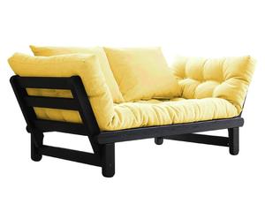 Multifunktionales Futon-Sofa Beat, schwarz/gelb
