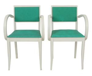 Französische Stühle, 50er-Jahre, 2 Stück, weiß/türkis, B 55 cm
