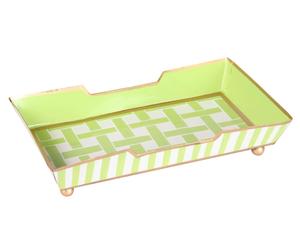 Tablett Basketweave, grün/weiß, 13 x 23 cm