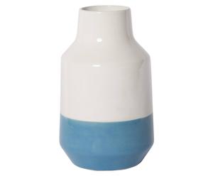 Deko-Vase Colour Bottom, weiß/blau, H 28 cm