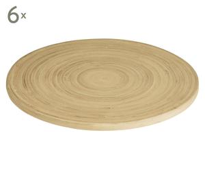Bambus-Tischsets Helpter, 6 Stück, naturfarben, Ø 25 cm