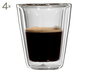 Doppelwandige Espresso-Gläser Milano, 4 Stück, H 7 cm