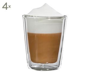Doppelwandige Cappuccino-Gläser Milano, 4 Stück, H 10 cm