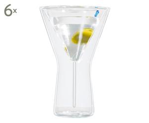 Doppelwandige Martini-Gläser Bloo Martini, 6 Stück, H 16 cm