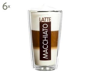 Doppelwandige Latte-Macchiato-Gläser Latte Macchiato Gerade, 6 Stück, H 13 cm