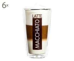Doppelwandige Latte-Macchiato-Gläser Latte Macchiato Gerade, 6 Stück, H 13 cm
