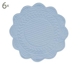 Tischsets Cotton, 6 Stück, blau, Ø 30 cm