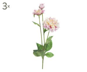 Kunstblumen Zinnia, 3 Stück, weiß/rosa, H 67 cm