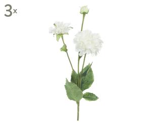 Kunstblumen Zinnia, 3 Stück, weiß, H 67 cm