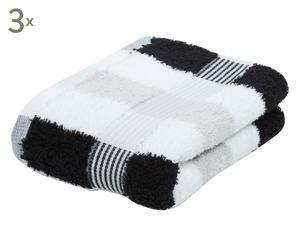 Handtücher Holly, 3 Stück, weiß/silberfarben/schwarz, 50 x 100 cm