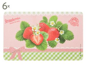 Frühstücksbretter Delicious Strawberries, 6 Stück, L 23 cm