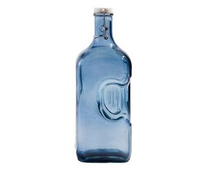 Deko-Flasche Tina, blau/transparent, H 32 cm