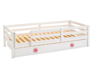 Kinder-Bett Leona mit Ausziehbett, weiß/pink, B 211 cm