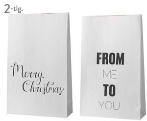 Geschenktüten-Set Christmas, 2-tlg., weiß, schwarz, B 50 x H 80 cm