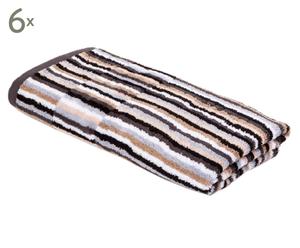 Handtücher Stripy, 6 Stück, weiß/schwarz/beige, 50 x 100 cm