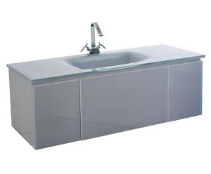 Waschtisch CESARE mit Waschbecken und Wasserhahn, grau, B 123 cm