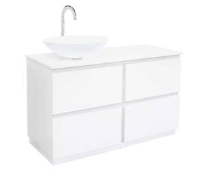 Waschtisch CLAUDIO mit Waschbecken, weiß, B 120 cm