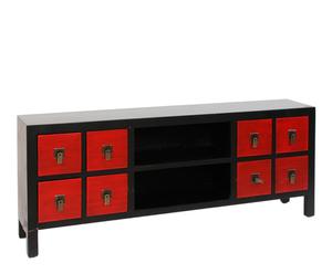Sideboard Lin, schwarz/rot, B 130 cm