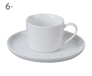 Porzellan-Kaffeetassen Crumple mit Untertassen, 6 Stück