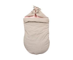 Babyschlafsack ELISE mit Kapuze, taupe/rosa, 0 bis 4 Monate