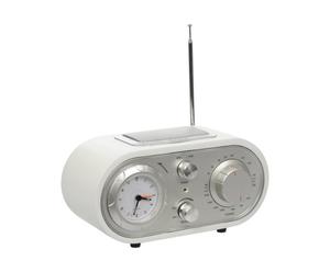 Radio Arthur mit integrierter Uhr, weiß/ silberfarben