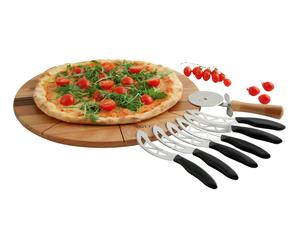 Set pizza WD (1 tagliere, 1 tagliapizza, 6 coltelli) - Φ 40,2cm/H 2 cm