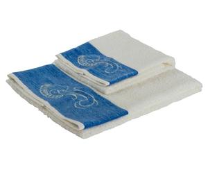 Handtücher-Set FAUSTO, 2-tlg., elfenbeinfarben/blau