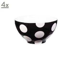Set de 4 boles de porcelana Polka Dots – negro y blanco