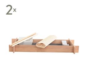 Set de 2 juegos de sushi en madera y porcelana Okia