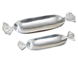 Set de 2 bandejas de aluminio con forma de caramelo