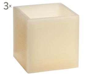 Set de 3 velas Leonor, beige – 10x10x10