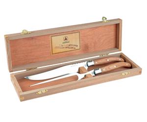 Set de cuchillo y tenedor para trinchar carne con caja